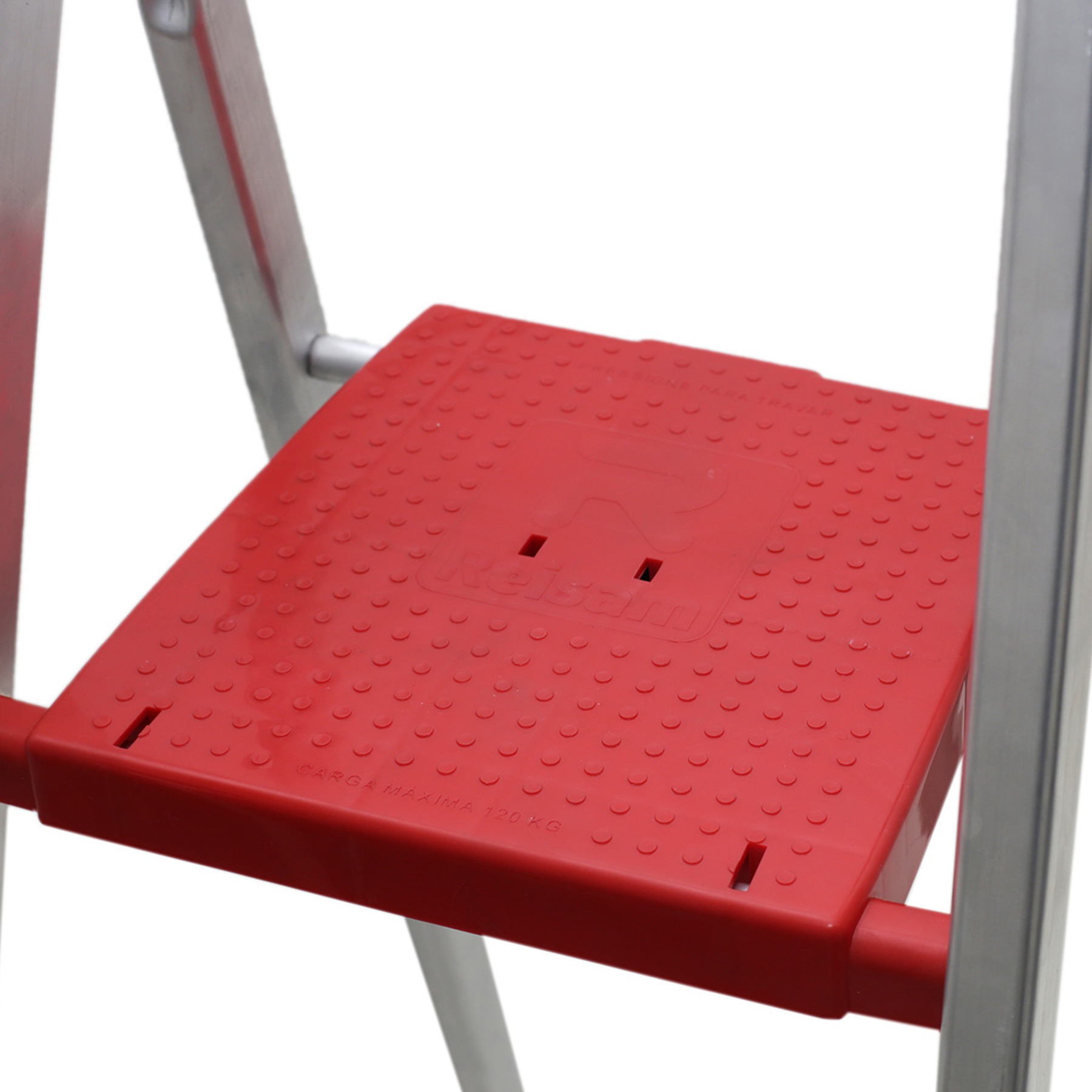 Escada Alumínio 5 Degraus 1,53m 120kg Prata e Vermelho - Imagem 2